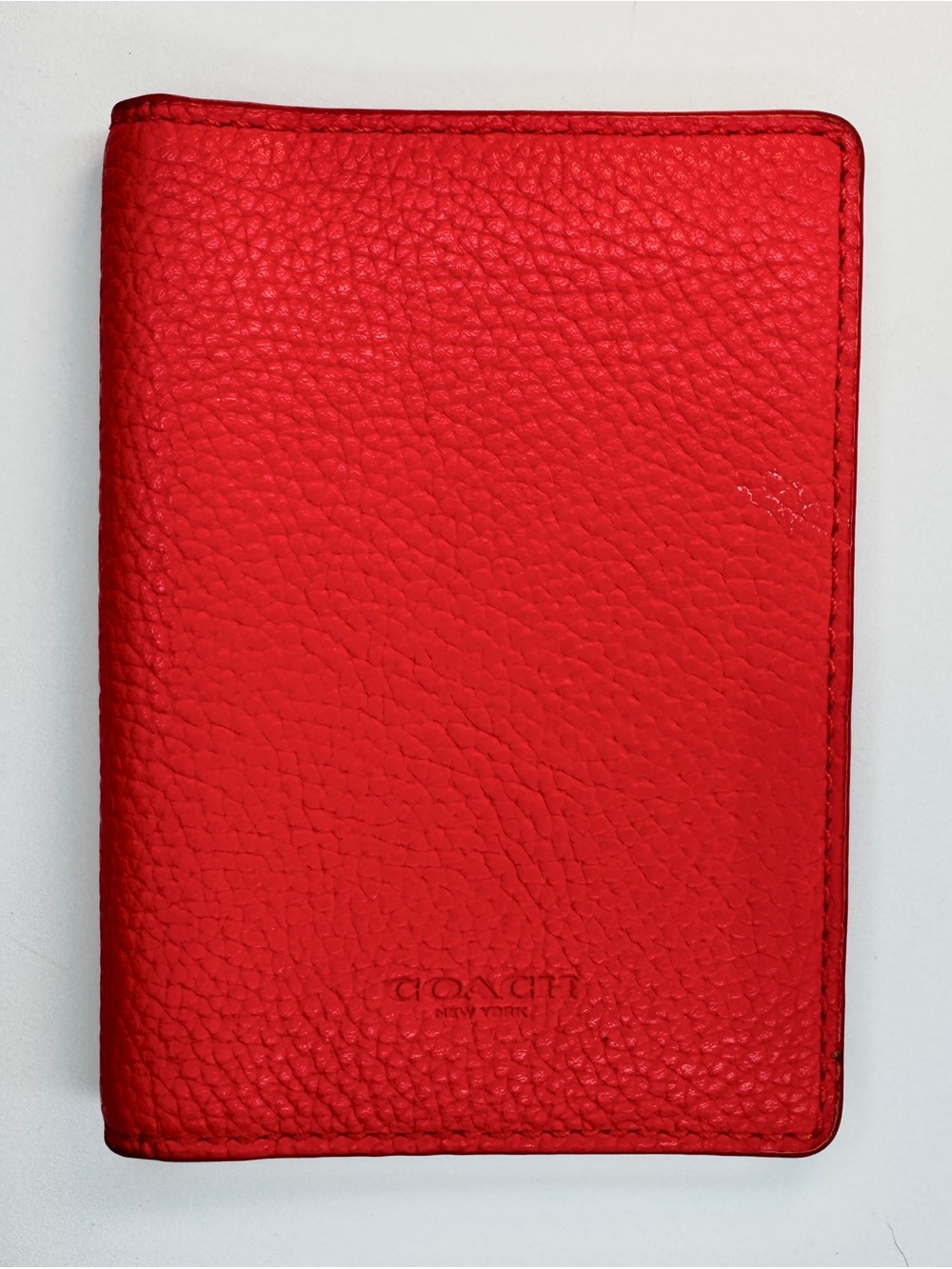 Coach Love Red Pebbled Leather Card Case Wallet Slim Credit Card Holder